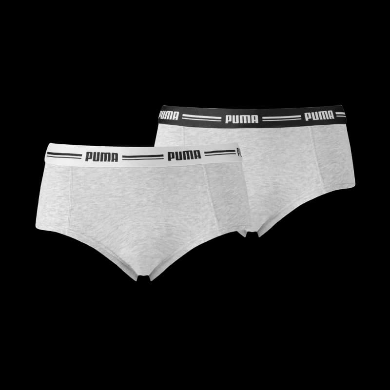 PUMA - Boxers Mini Short Femme Coton Pack de 2 L Gris