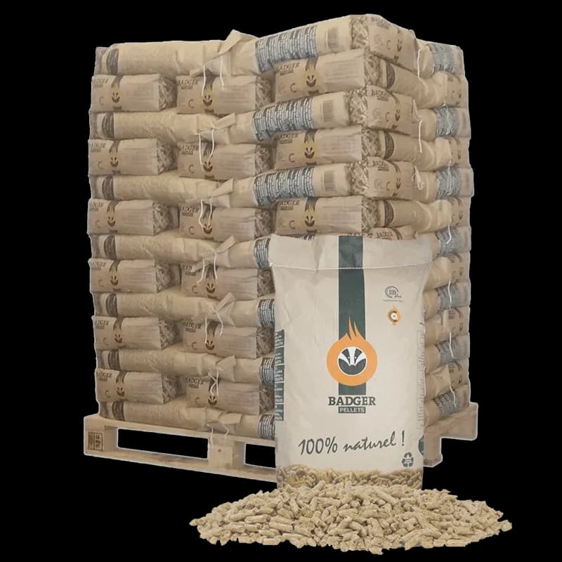 BADGER Holzpellets – Palette mit 65 Säcken à 15 kg