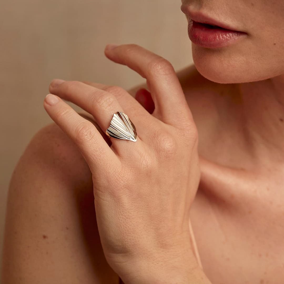 Bague plaqué or Ginkgo