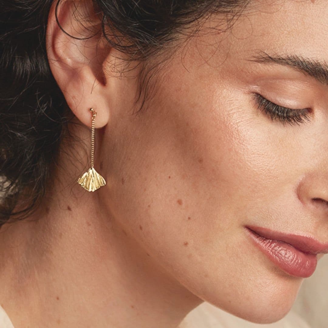 Boucles d'oreilles pendantes feuille Ginkgo