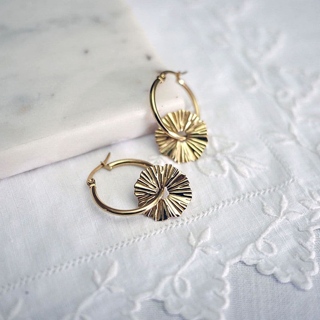 Boucles d'oreilles créoles Soleil - sur commande