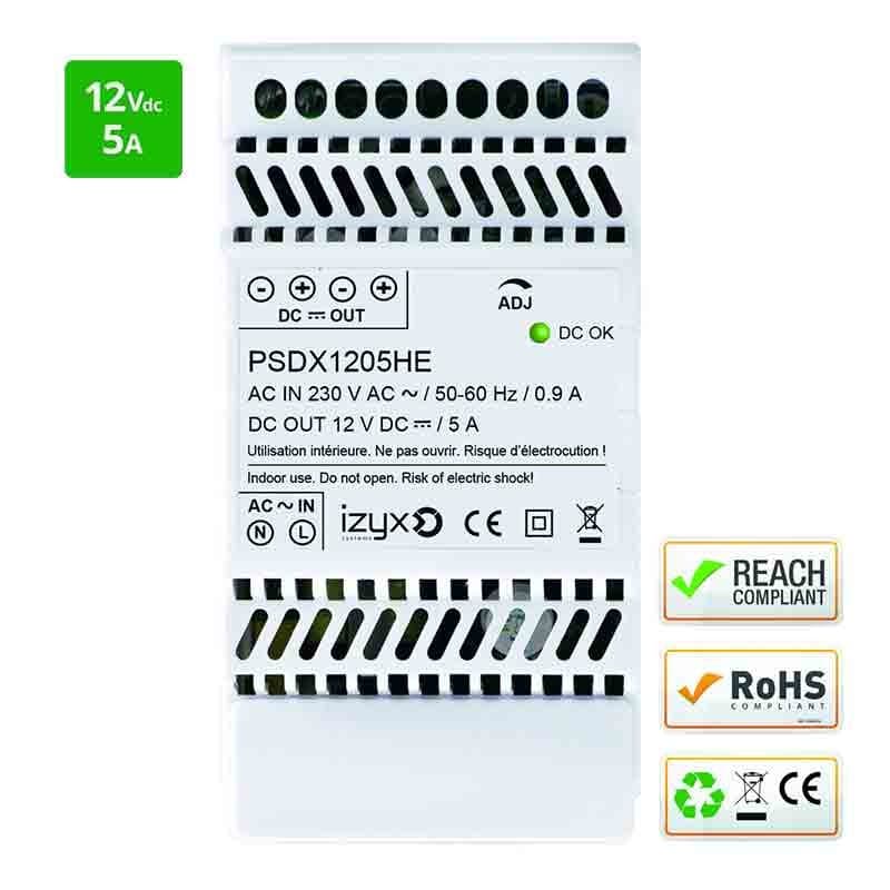 Alimentation rail din - 12v 5a - izyx psdx1205he