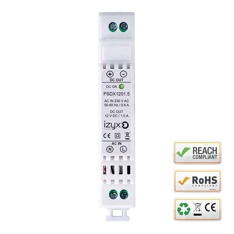 Alimentation rail din - 12v 1,5a - izyx psdx1201.5