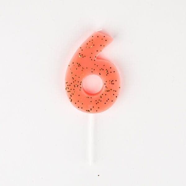 Meri Meri - Bougie d'anniversaire corail clair - 6