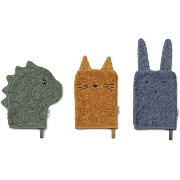 Liewood - Gants de toilette Sylvester - Set de 3 - Dino mix