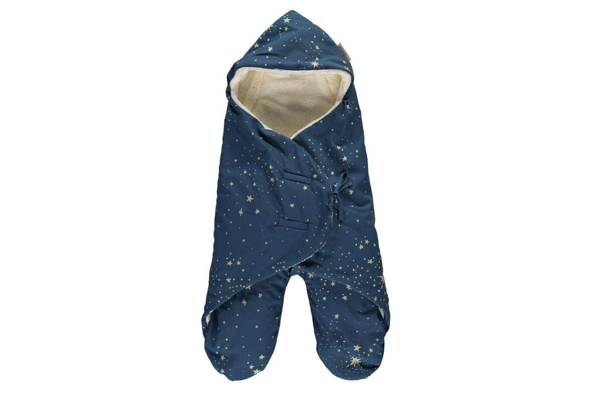 Nobodinoz - Couverture nomade Kiss Me - Gold Stella/ Night blue