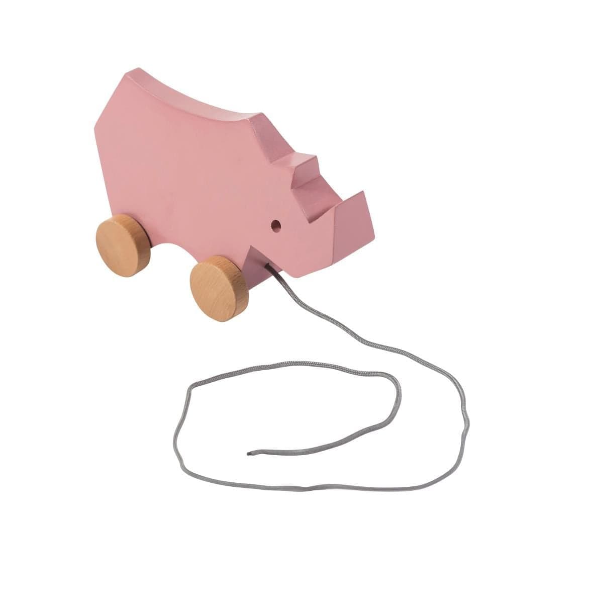 SEBRA - Jouet à tirer Rhino - Rose