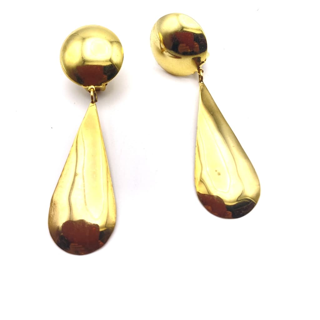 Grandes boucles d'oreilles clips avec gouttes dorées