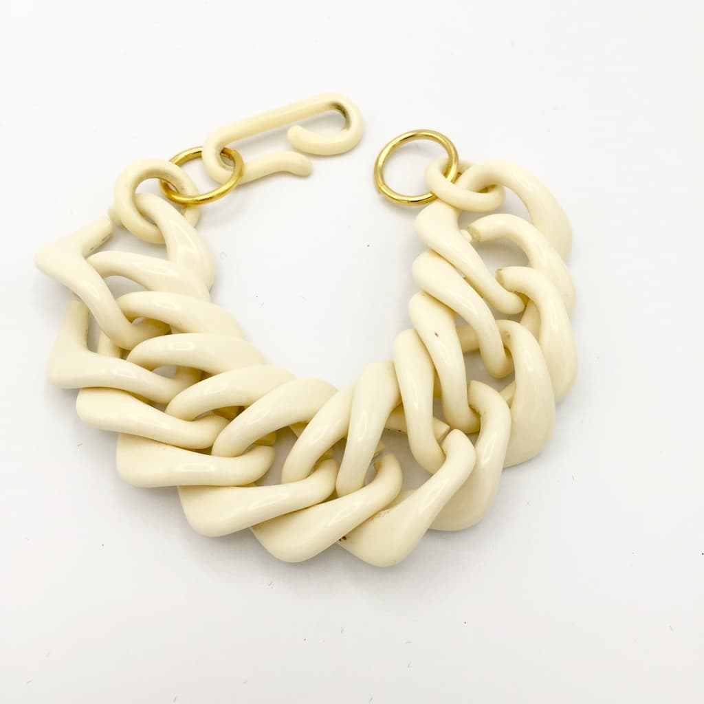 Bracelet style vintage en maillon plastique 3 modèles - Beige