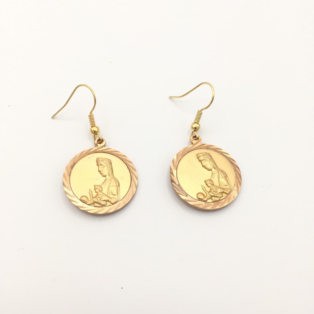 Boucles d'oreilles avec médaille vierge Montserrat