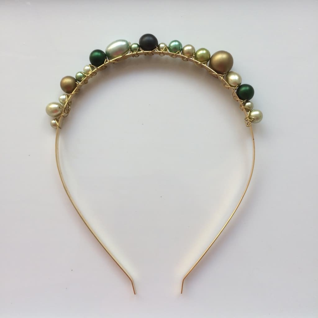 Diadème avec perles nacrées en 4 couleurs - Vert