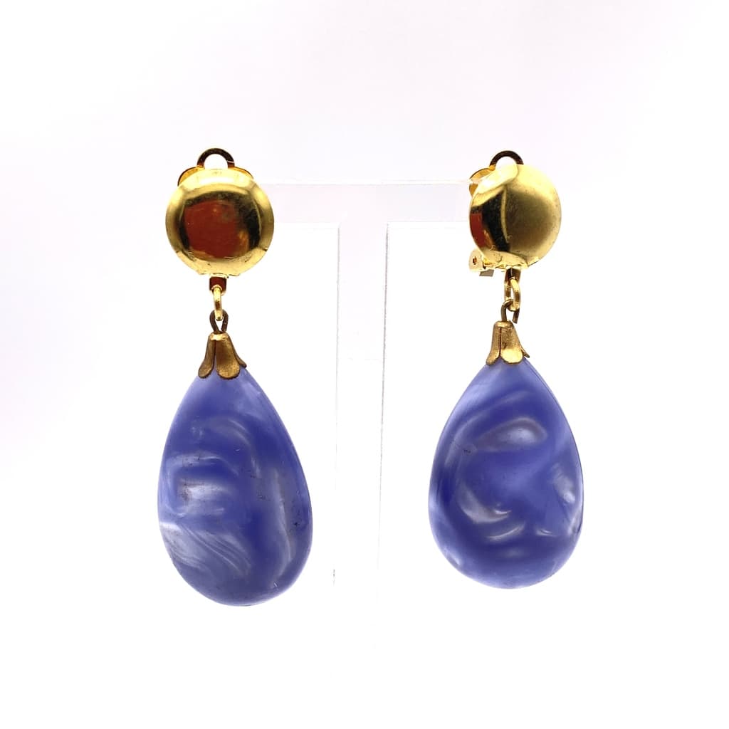 Boucles d'oreilles avec gouttes colorées marbrées - Clips