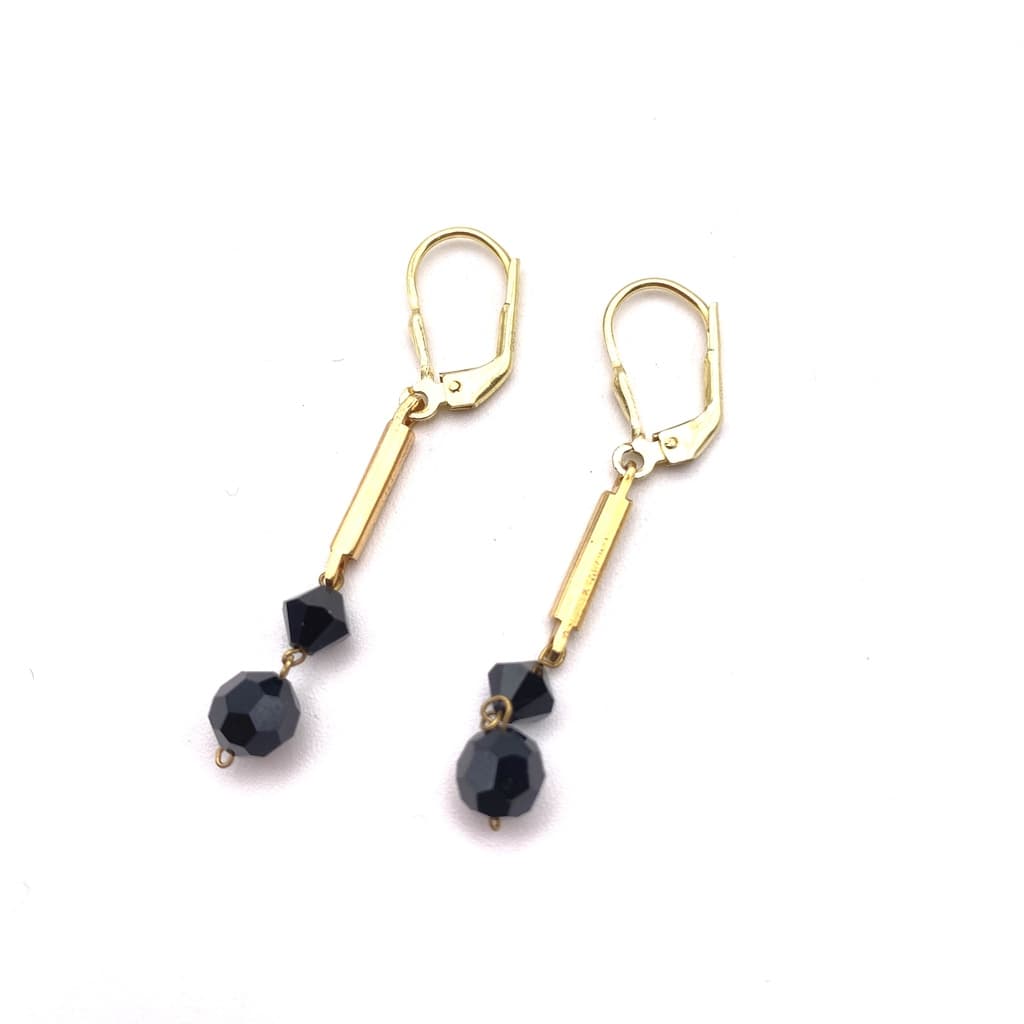 Boucles d'oreilles élégantes noires et dorées - 4,5 cm