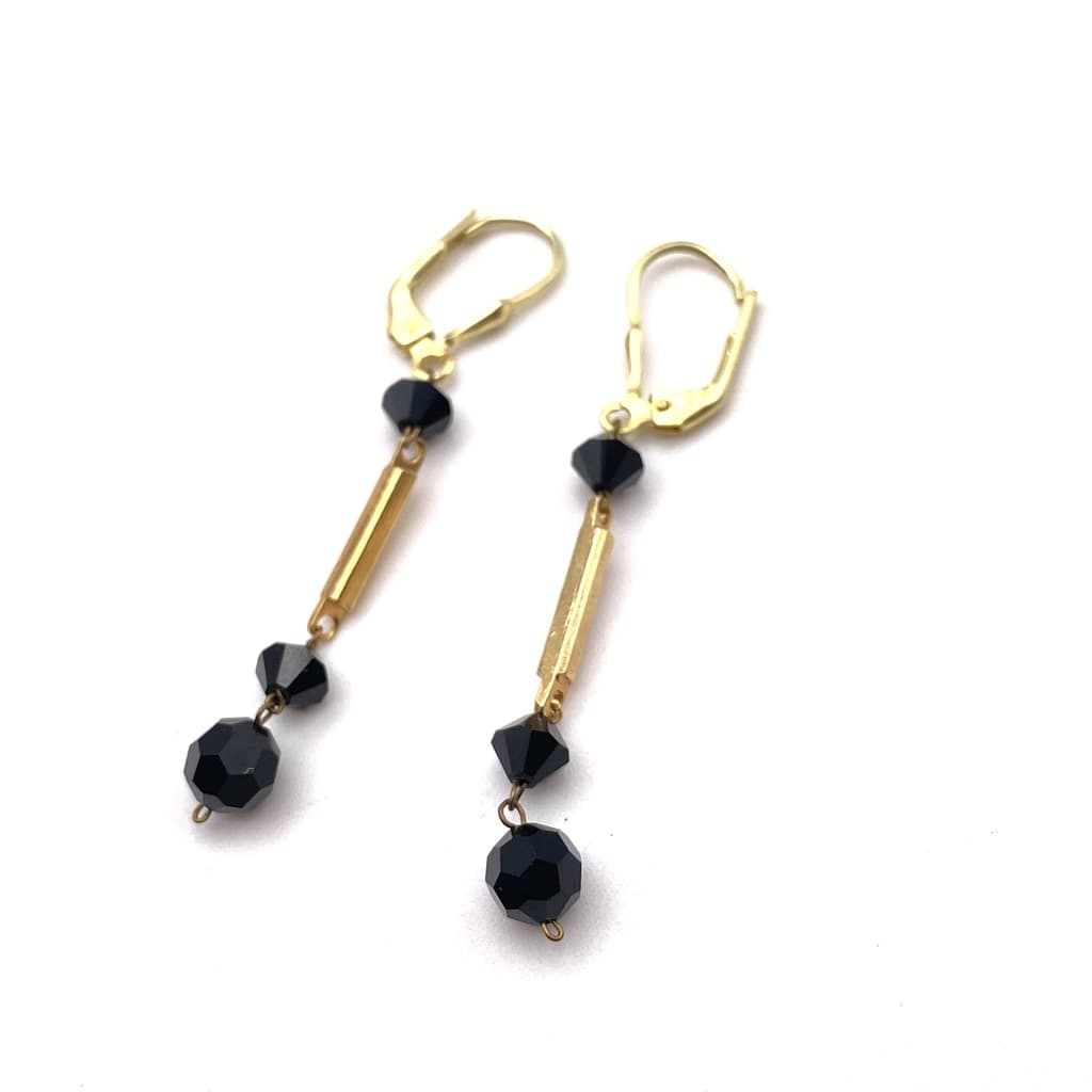Boucles d'oreilles élégantes noires et dorées - 5,5 cm