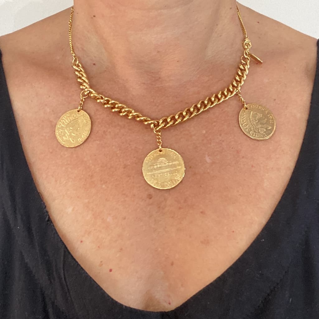 Collier 3 médailles de cinq dollar