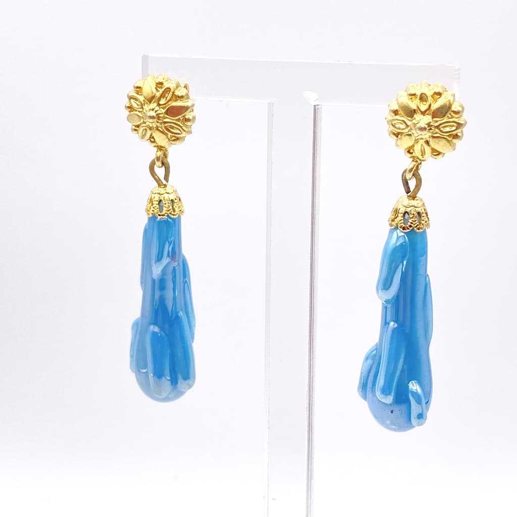 Boucles d'oreilles vermeil et goutte bleu turquoise