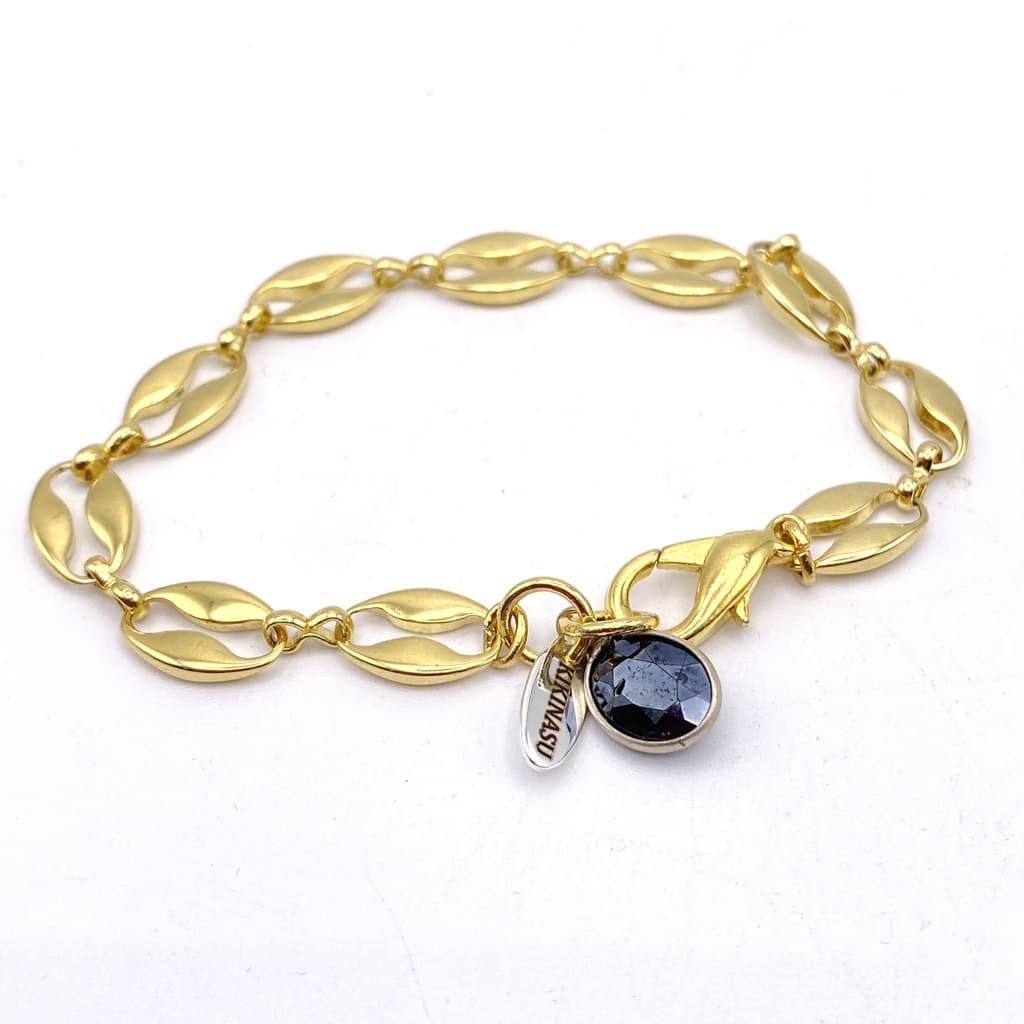 Bracelet chaine maillon grain de café doré - 18,5 cm
