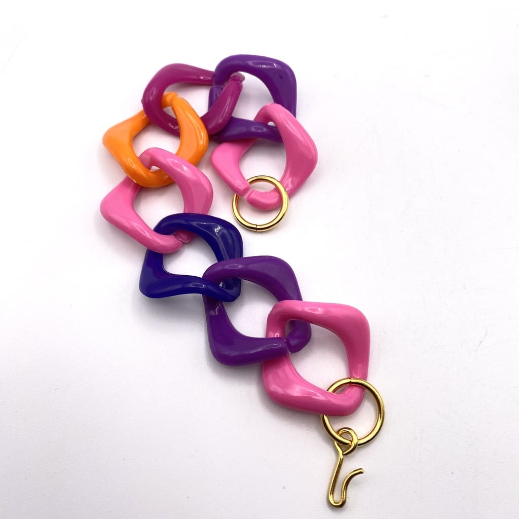 Bracelet style vintage en maillon plastique coloré - Multicolore