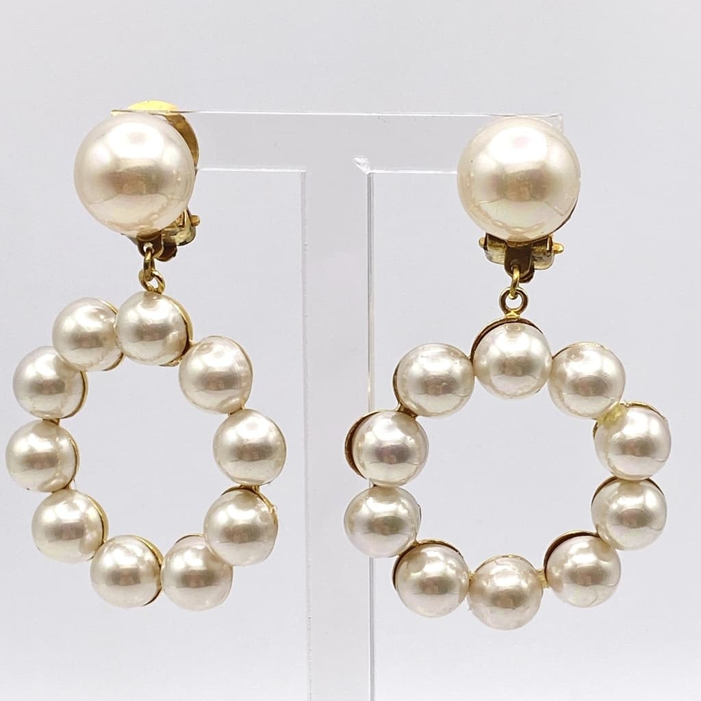 Boucles d'oreilles clips créoles avec perles