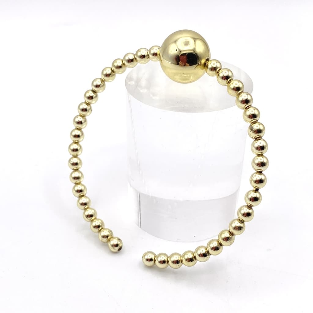 Bracelet manchette rigide avec PERLES dorées