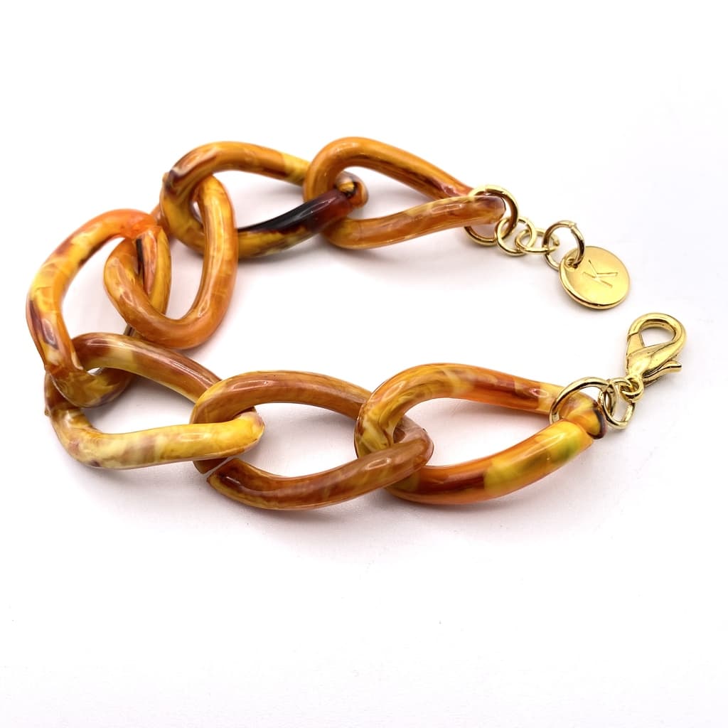Bracelet gros maillons en 3 couleurs - Marron