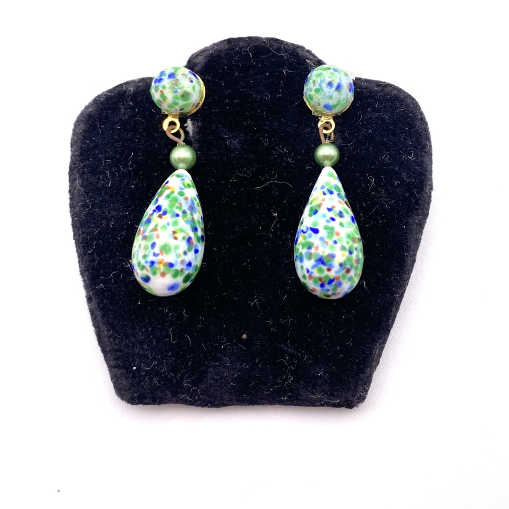 Boucles d'oreilles goutte en pâte de verre verte