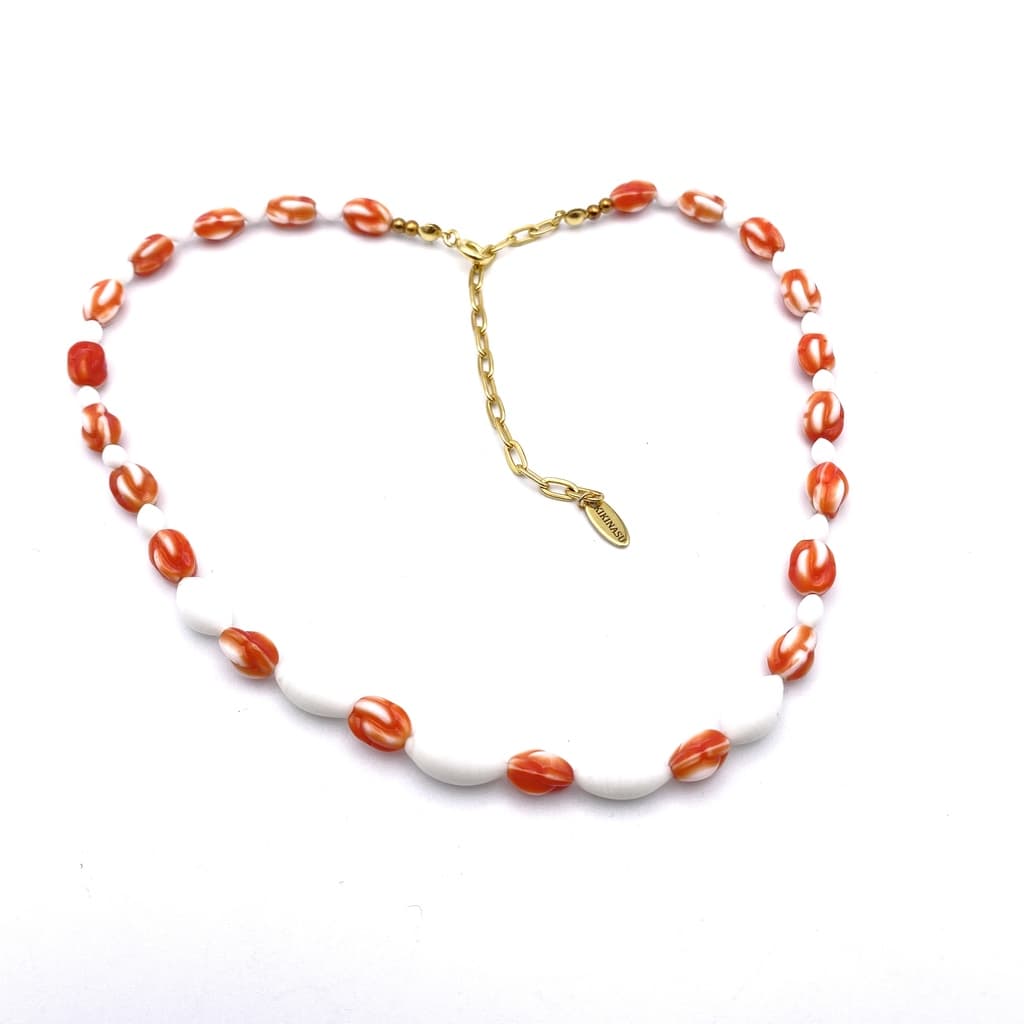 Collier Corail avec perle en pâte de verre