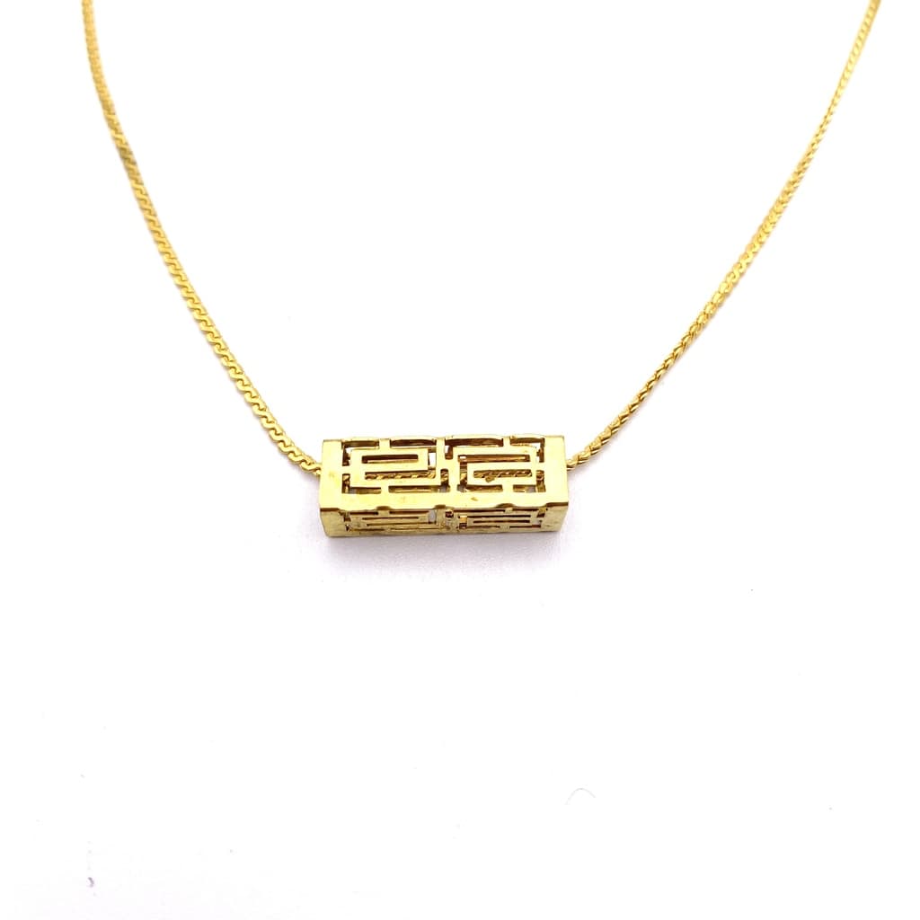 Collier avec pendentif tube design 70s - Carré
