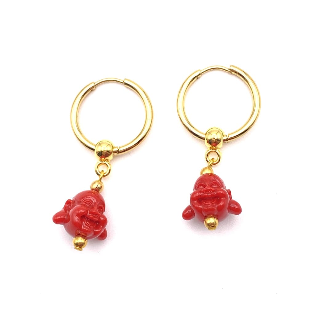 Boucles d'oreilles créole avec Bouddha de la chance