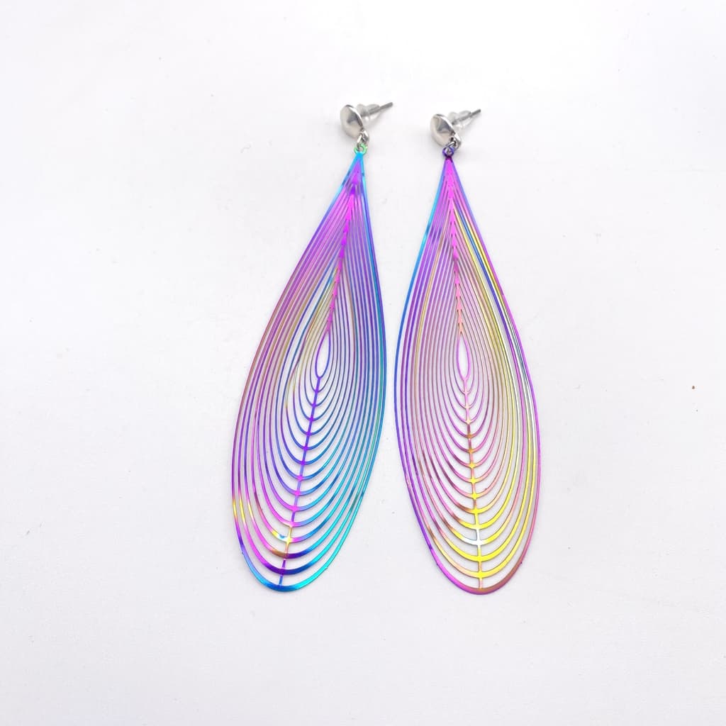 Boucles d'oreilles aile de libellule en filigrane reflet violet