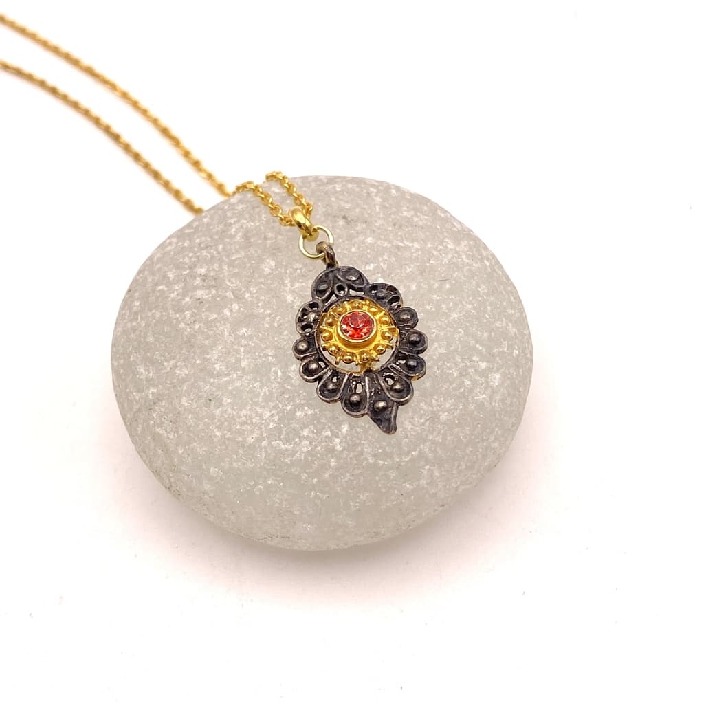 Pendentif style victorien en 3 couleurs - Rose