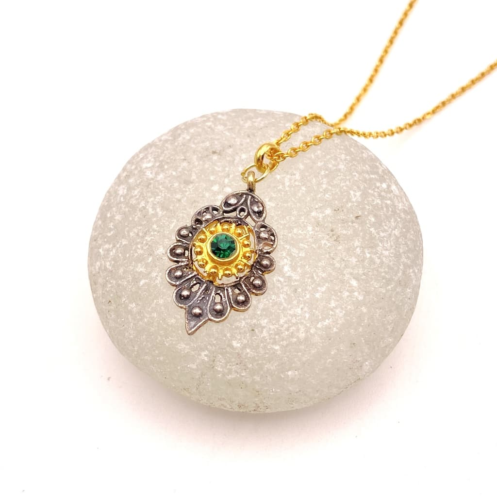 Pendentif style victorien en 3 couleurs - Vert