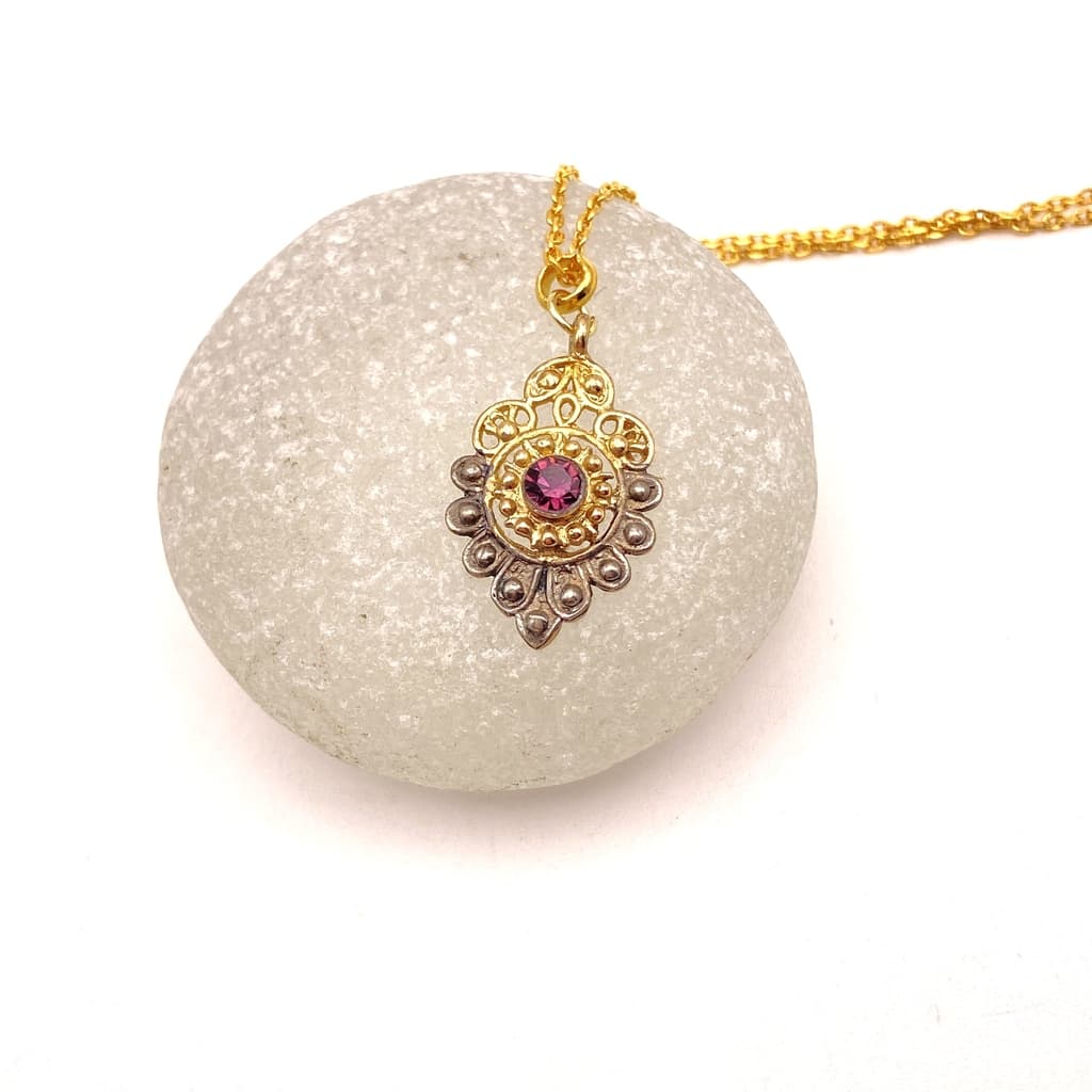 Pendentif style victorien en 3 couleurs - Violet