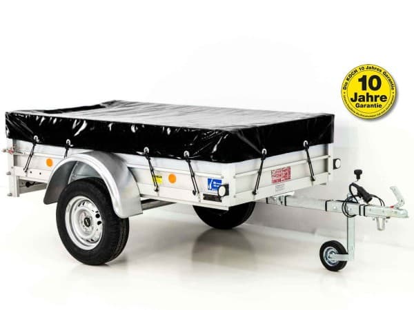 Koch Anhänger mit Plane 105x205cm 750kg|Typ U2|Flachplane Profi schwarz | PKW Anhänger