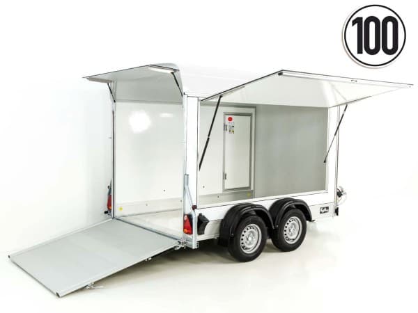 Debon Kofferanhänger C500 Sandwich 164x300cm H:200cm 2,0t|Alu|Polybug|Tür|weiß | PKW Anhänger