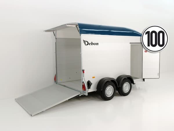 Debon Kofferanhänger C500 164x300cm H:200cm 2,6t|Alu|Polybug|Tür|blau | PKW Anhänger