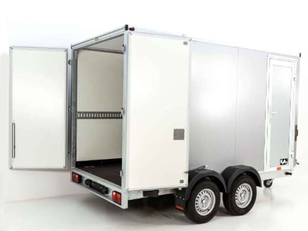 Vezeko Kofferanhänger 200x401cm Höhe:205cm 2,7t | Tür | silber | PKW Anhänger