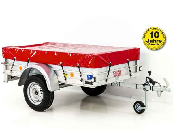 Koch Anhänger mit Plane 105x205cm 750kg|Typ U2|Flachplane Profi rot | PKW Anhänger