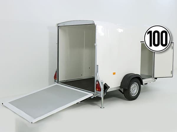 Debon Kofferanhänger Cargo 1300 Vollpoly 150x290cm H:160cm|Tür|weiß | PKW Anhänger