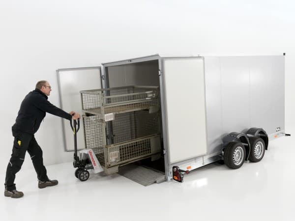 Vezeko Koffer-Absenkanhänger 167x400cm Höhe:210cm 3,5t|silber | PKW Anhänger