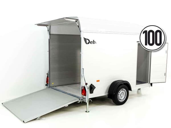 Debon Kofferanhänger C400 164x315cm H:200cm 1,3t|Alu, Polybug|Tür|weiß | PKW Anhänger