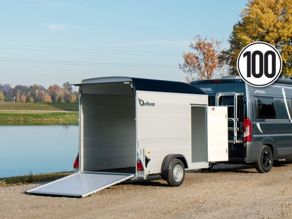 Debon Kofferanhänger C300 148x295cm H:190cm 1,3t|Alu|Polybug|Tür|schwarz | PKW Anhänger