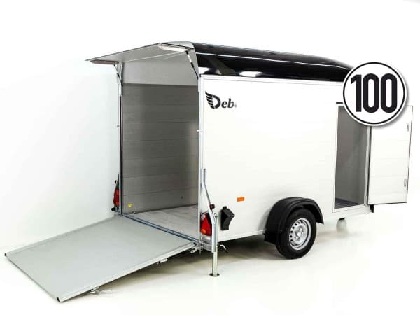 Debon Kofferanhänger C400 164x315cm H:200cm 1,3t|Alu, Polybug|Tür|schwarz | PKW Anhänger