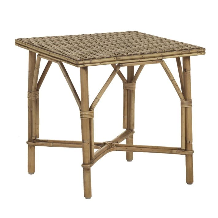 Table basse en rotin tressé vintage grand mère - patiné vieilli