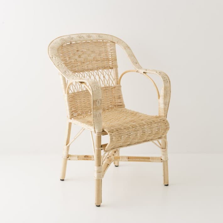 Fauteuil grand père Daddy en osier blanc