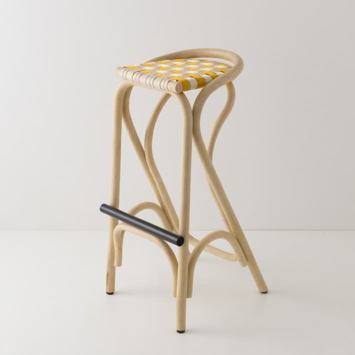 Tabouret de bar en rotin VIRAGE - jaune