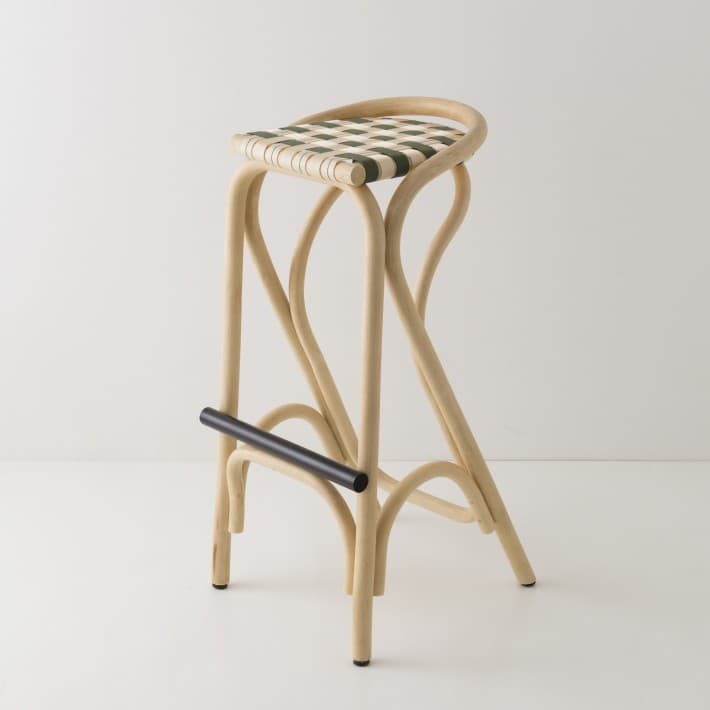 Tabouret de bar en rotin VIRAGE - vert