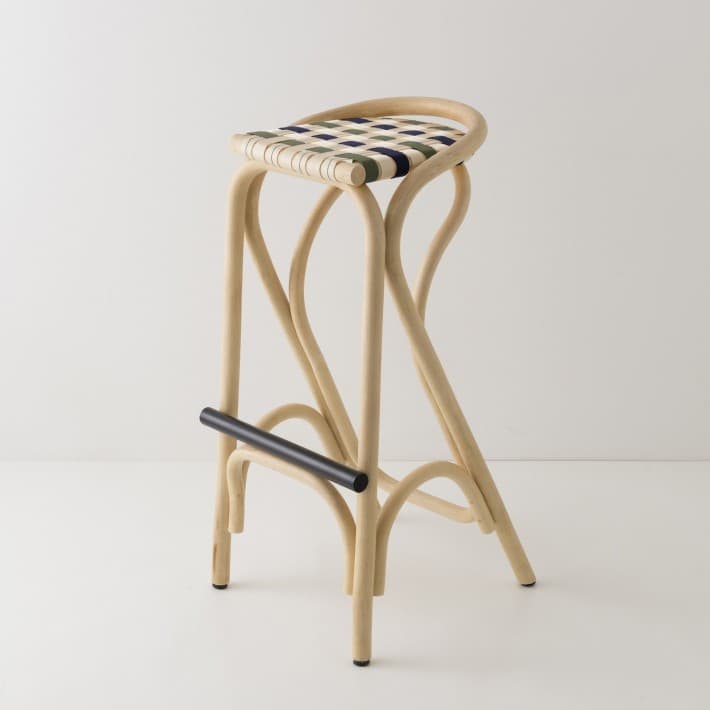 Tabouret de bar en rotin VIRAGE - bleu vert