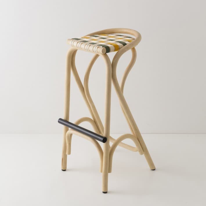 Tabouret de bar en rotin VIRAGE - vert jaune