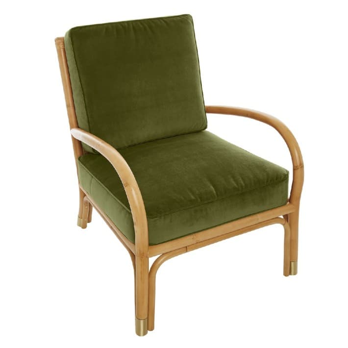 Fauteuil en rotin velours Riviera - vert